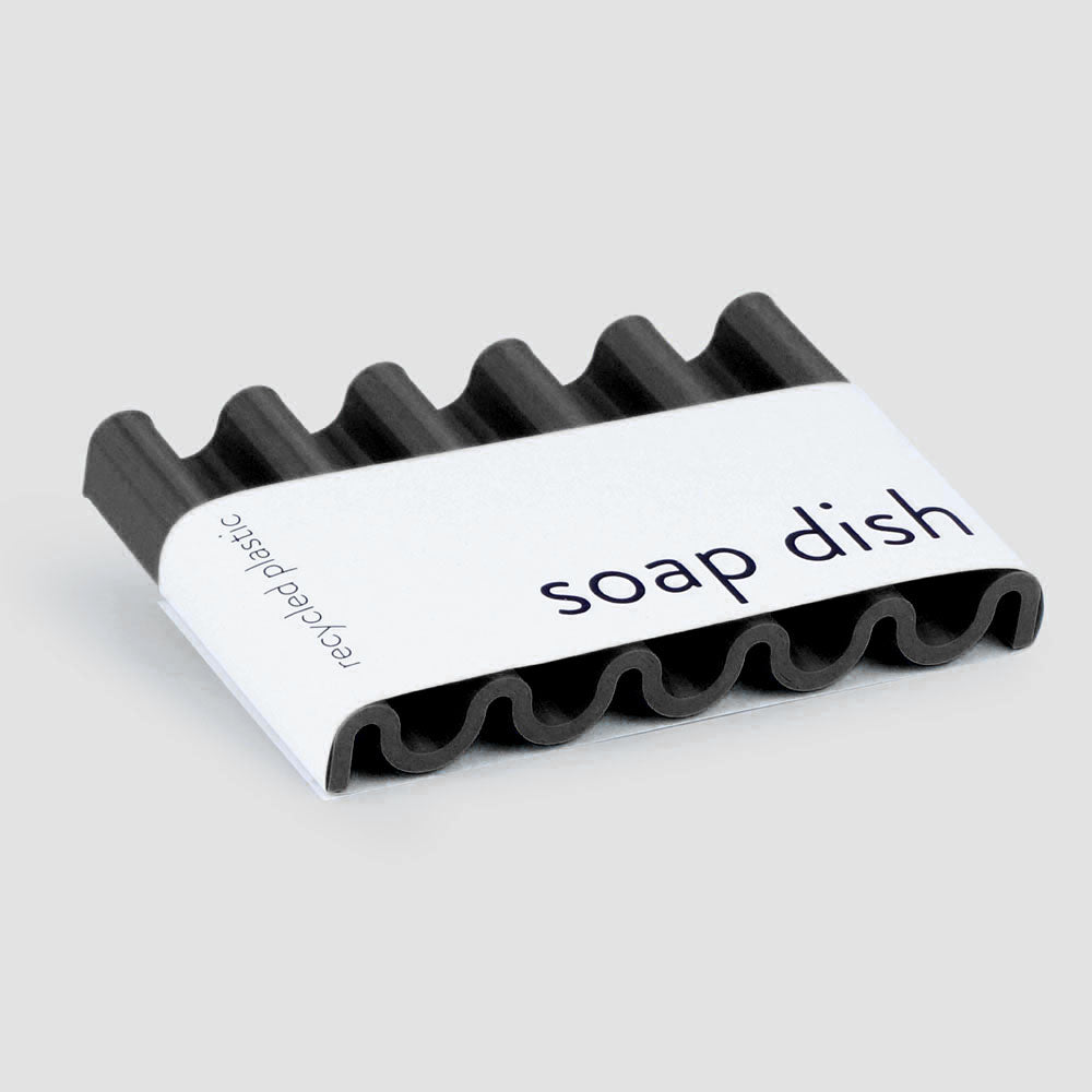 Black soap dish plastic with packaging.