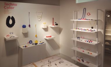 Melle Finelli shows 3D printed jewelry in her studio in Boston.