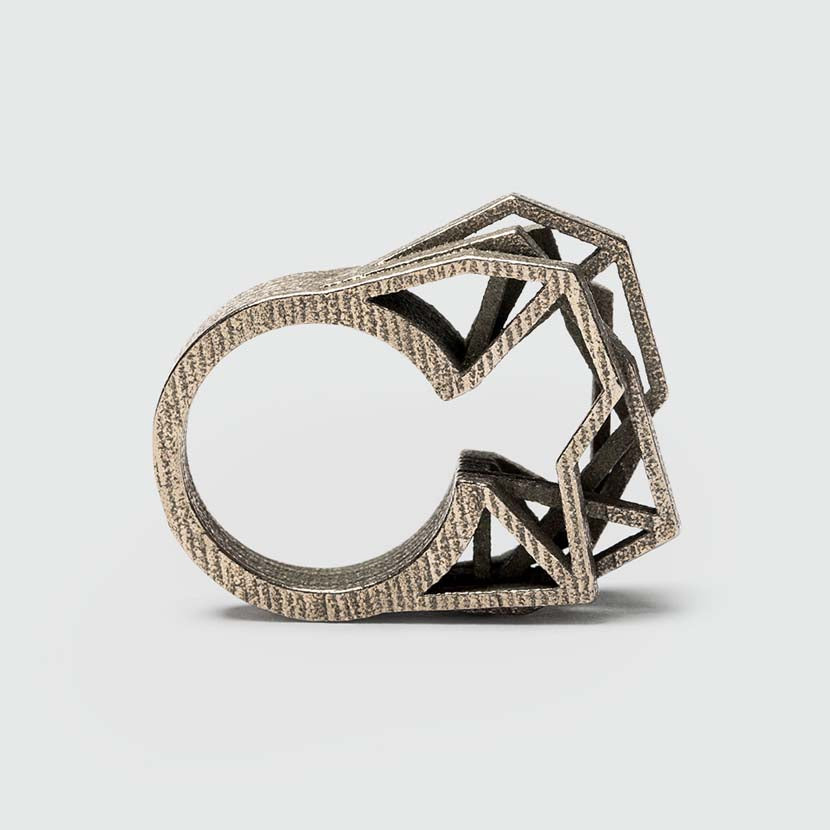 Modern 3D printed steel ring.