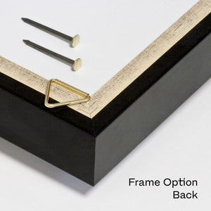 Black frame with brass hooks.