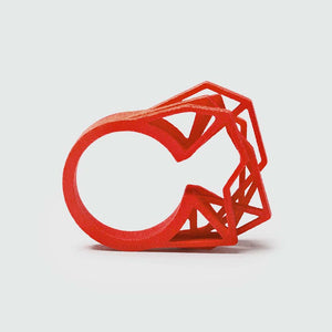 Coral red big statement ring.