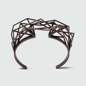 Edgy bracelet with complex structure.