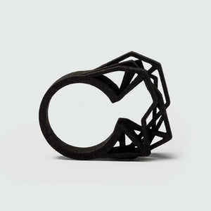 Large black ring made from 3d printed polyamide.