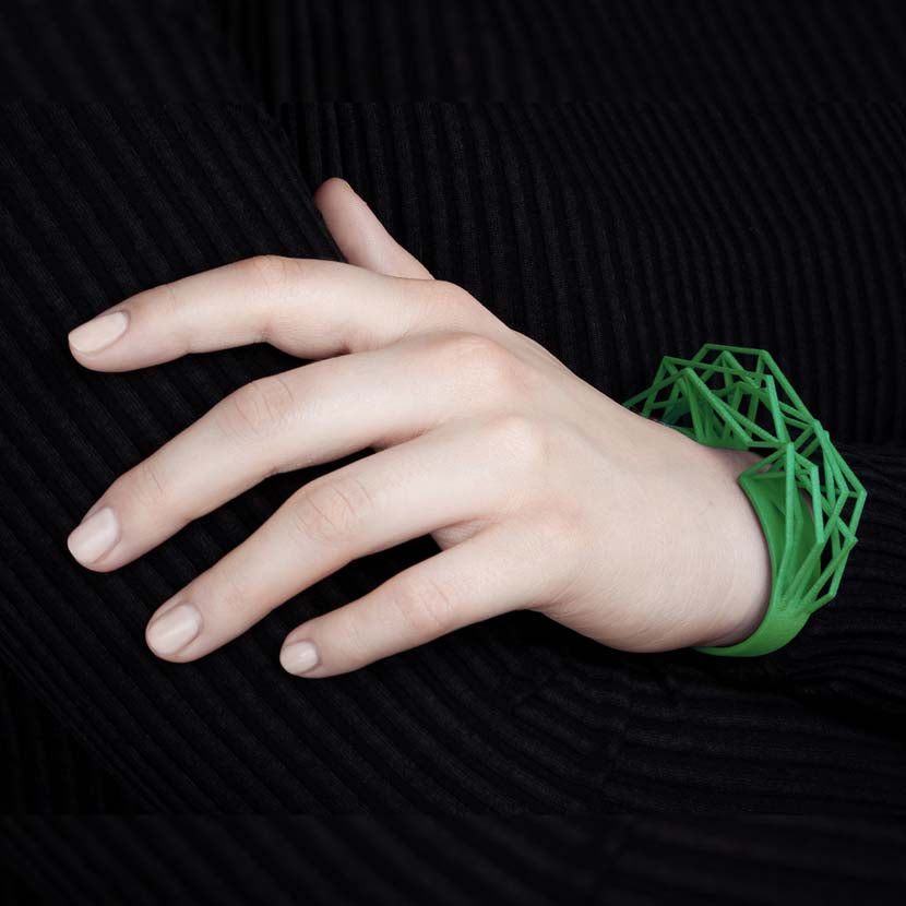 Large cuff bracelet in forest green.