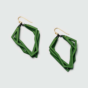 Lightweight statement earrings forest green.