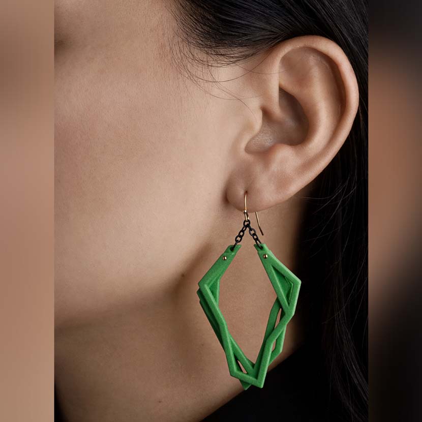 Saturated green lightweight statement earrings.