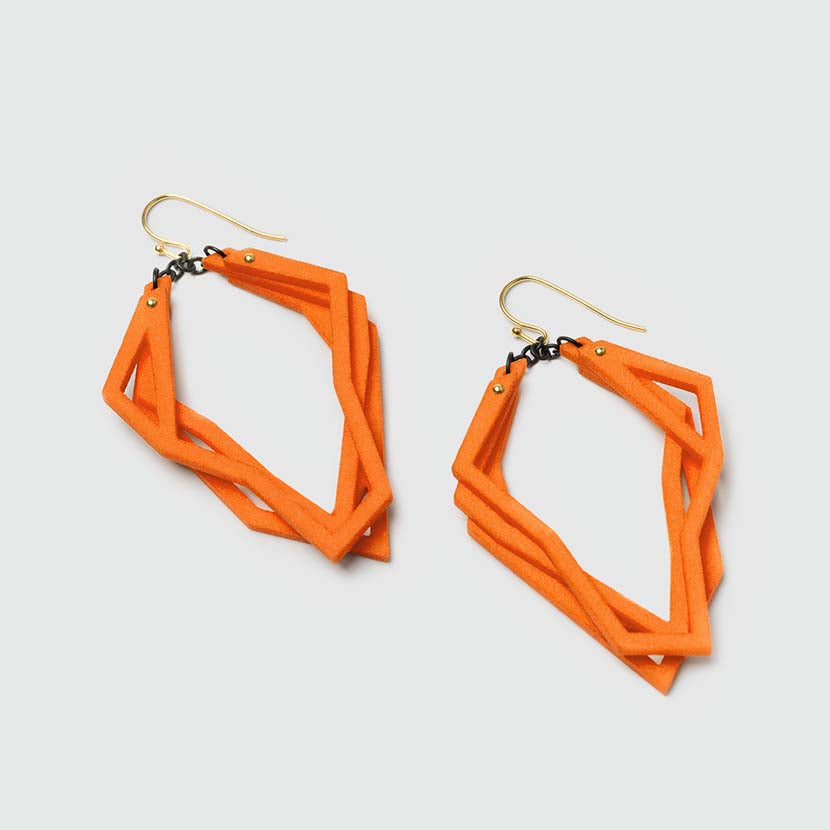 Lightweight statement earrings orange version.
