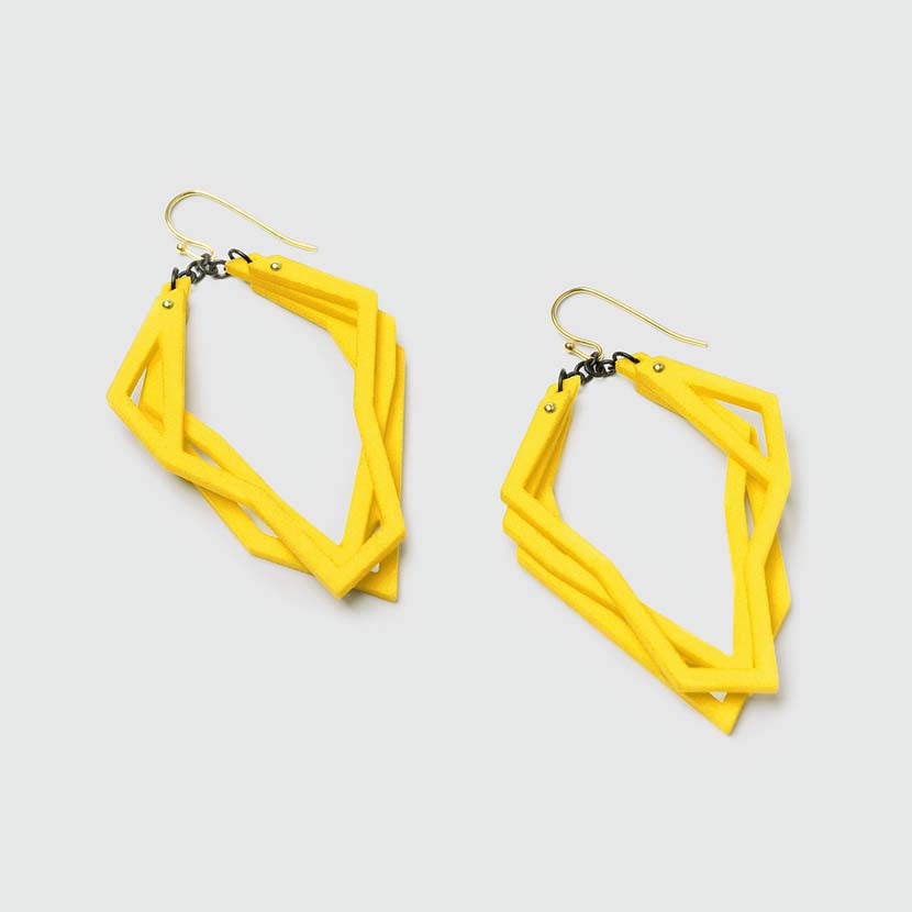 Yellow lightweight statement earrings.